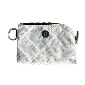 Lululemon Clippable Coin Purse Manifesto Print Sold Out Authentic White Grey